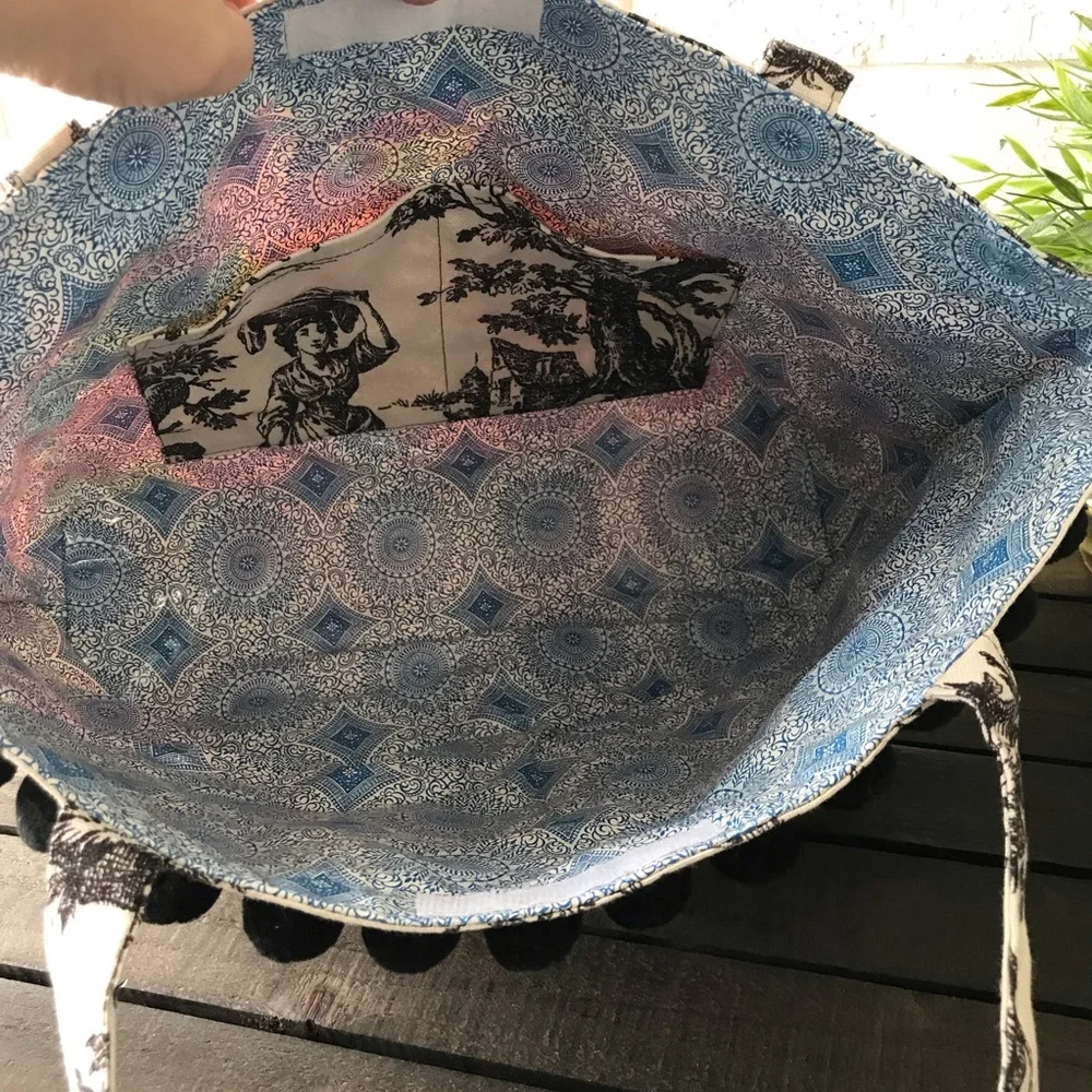The Roost Company Floral Toile Coated Canvas Diaper Bag Shopper Tote - Picture 6 of 8